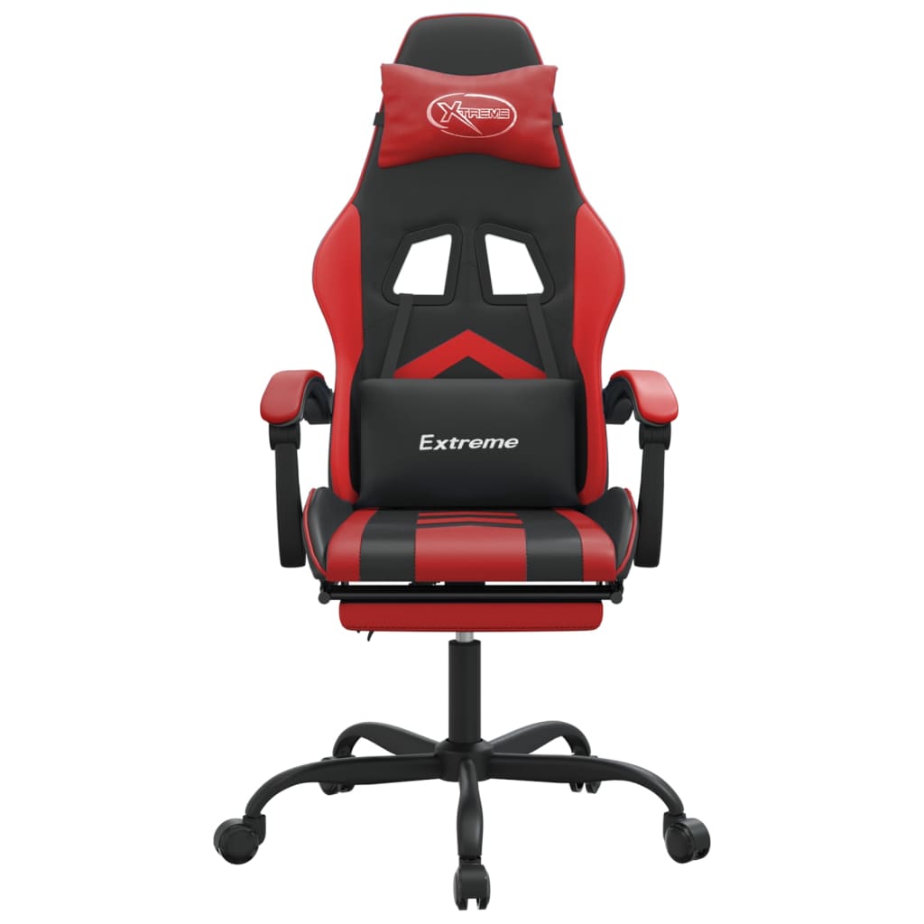 vidaXL Cadeira gaming giratória c/ apoio couro artific. preto/vermelho