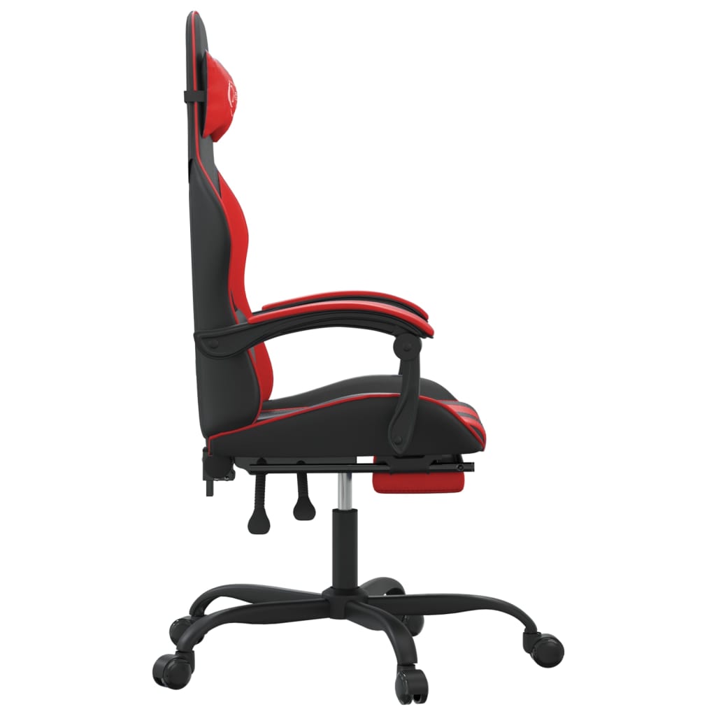 vidaXL Cadeira gaming giratória c/ apoio couro artific. preto/vermelho