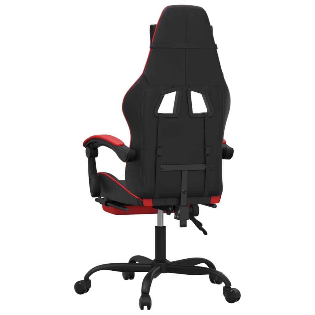 vidaXL Cadeira gaming giratória c/ apoio couro artific. preto/vermelho