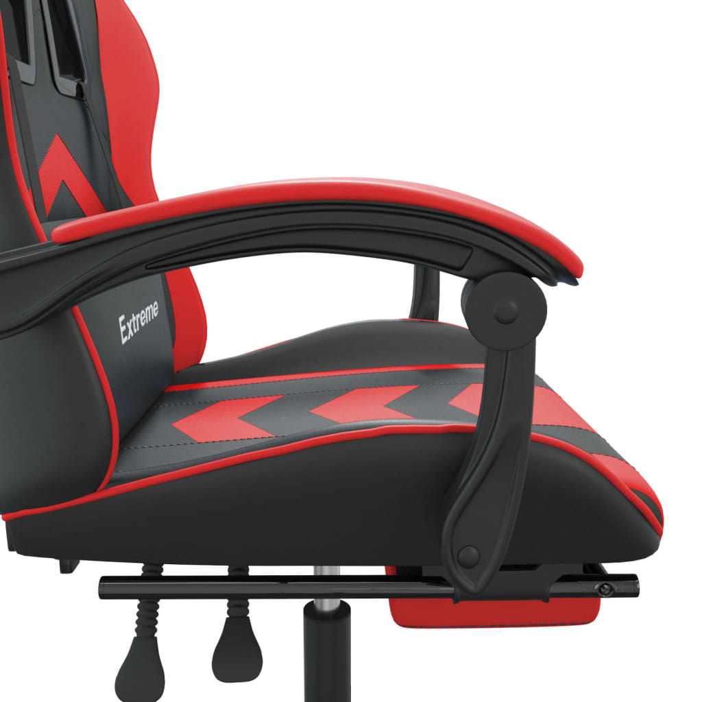 vidaXL Cadeira gaming giratória c/ apoio couro artific. preto/vermelho