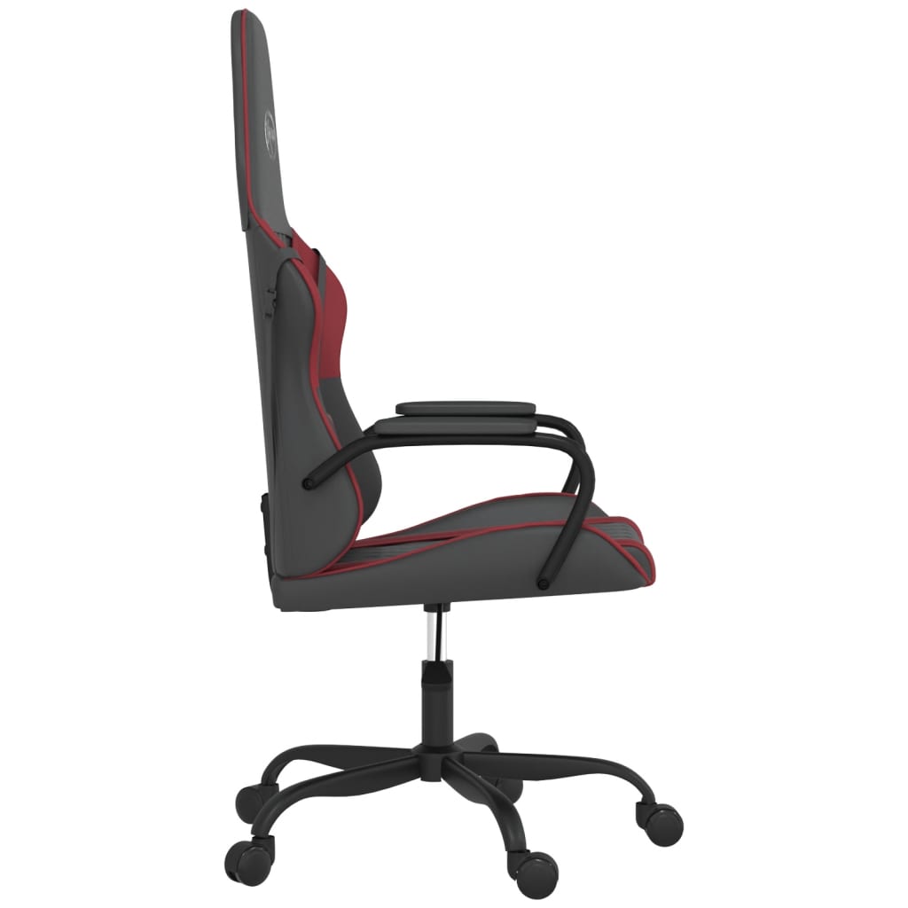 vidaXL Cadeira gaming massagens couro artificial preto/vermelho tinto