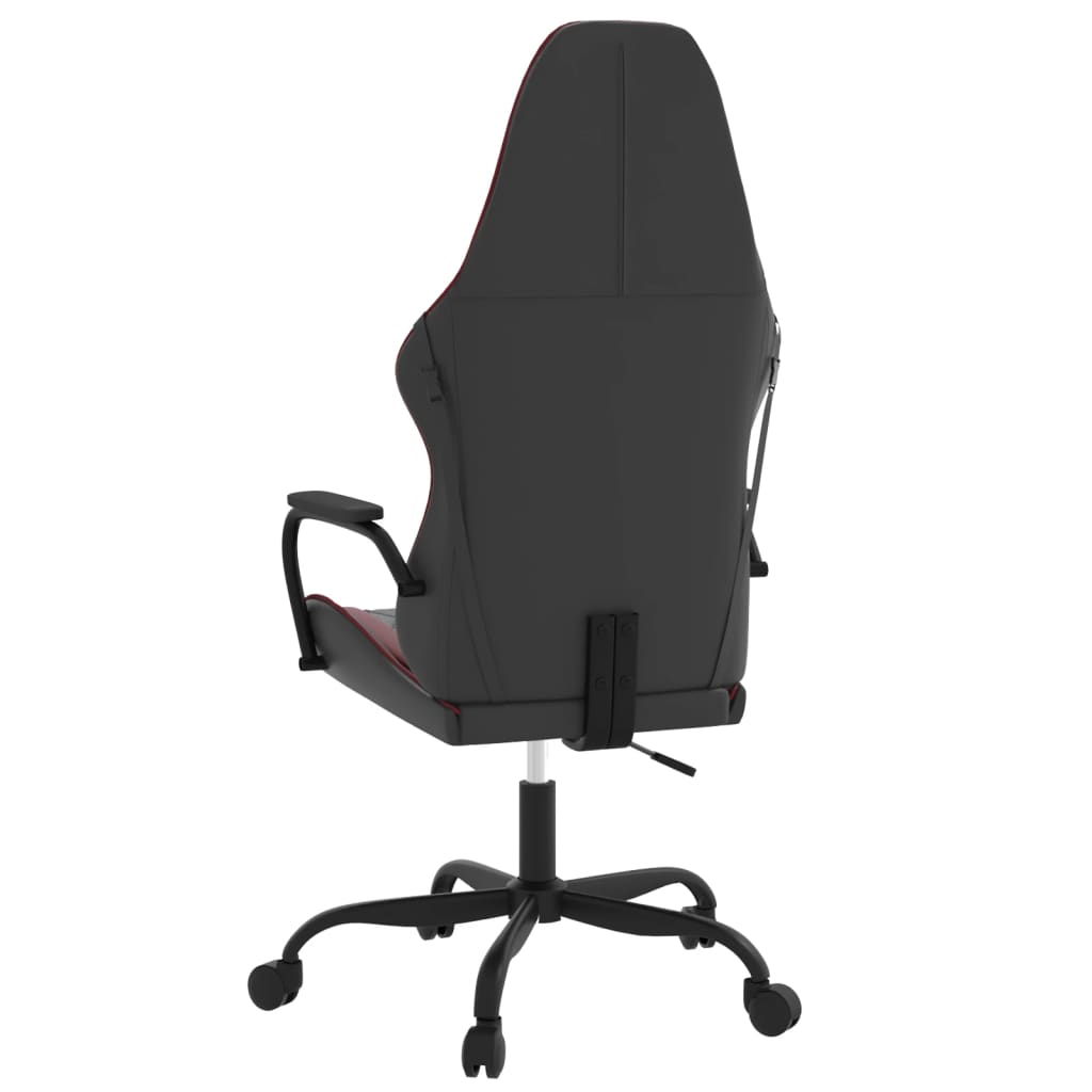 vidaXL Cadeira gaming massagens couro artificial preto/vermelho tinto