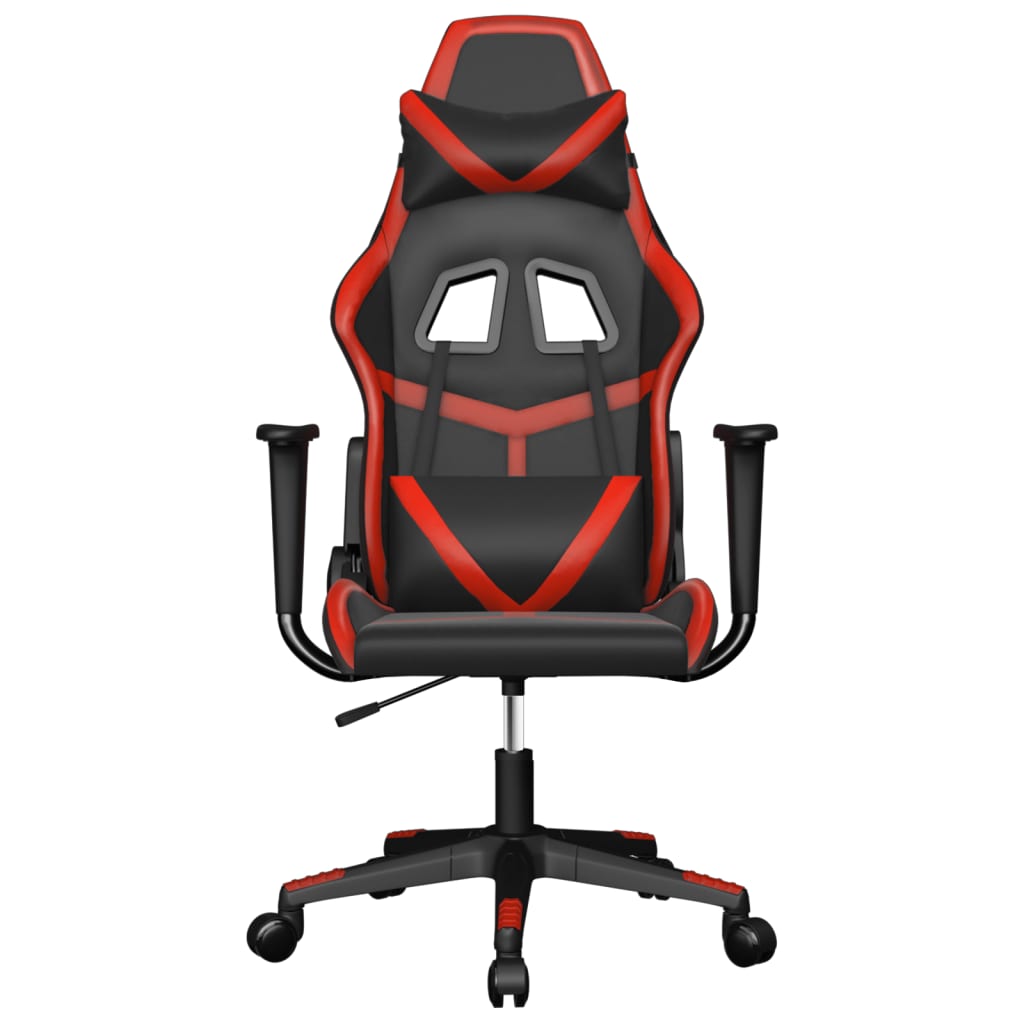 vidaXL Cadeira gaming massagens couro artificial preto e vermelho