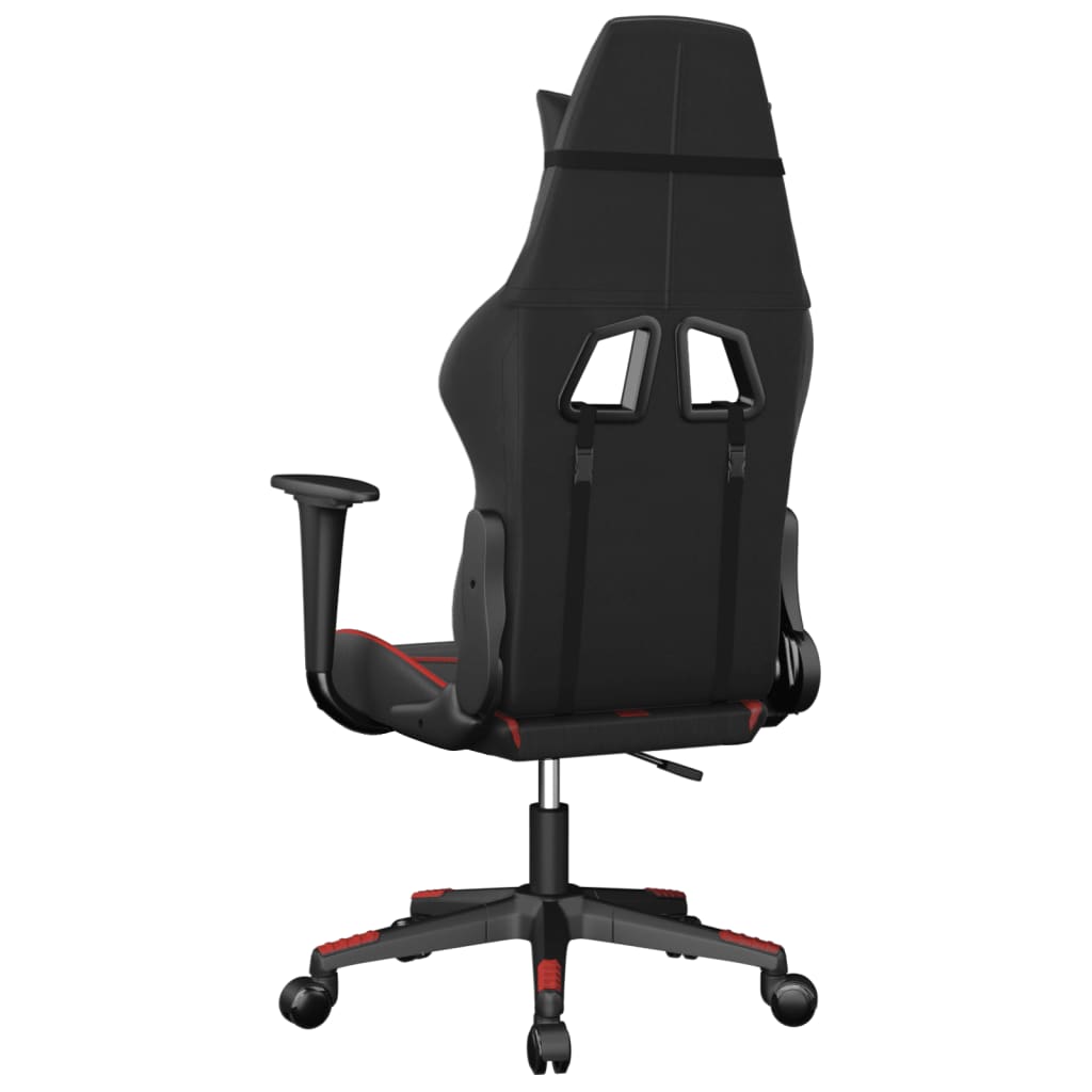 vidaXL Cadeira gaming massagens couro artificial preto e vermelho