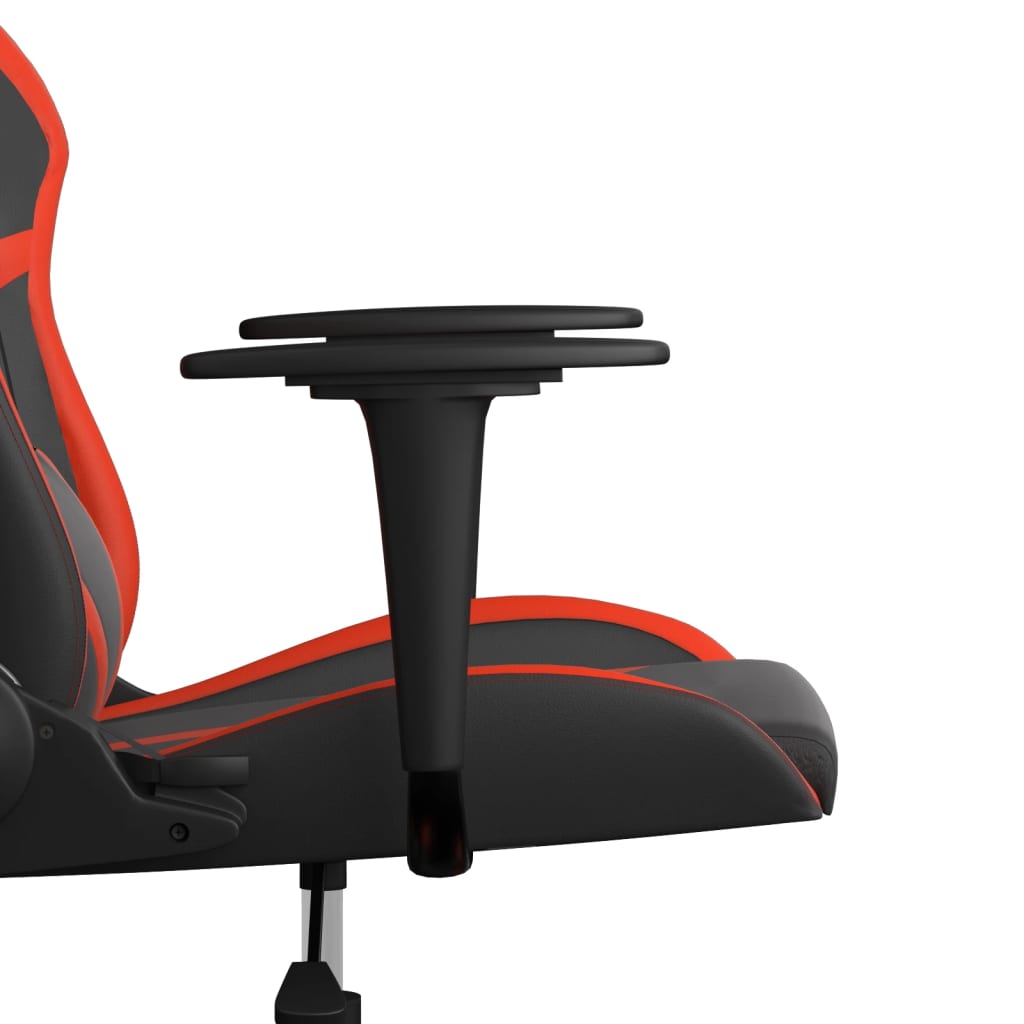 vidaXL Cadeira gaming massagens couro artificial preto e vermelho