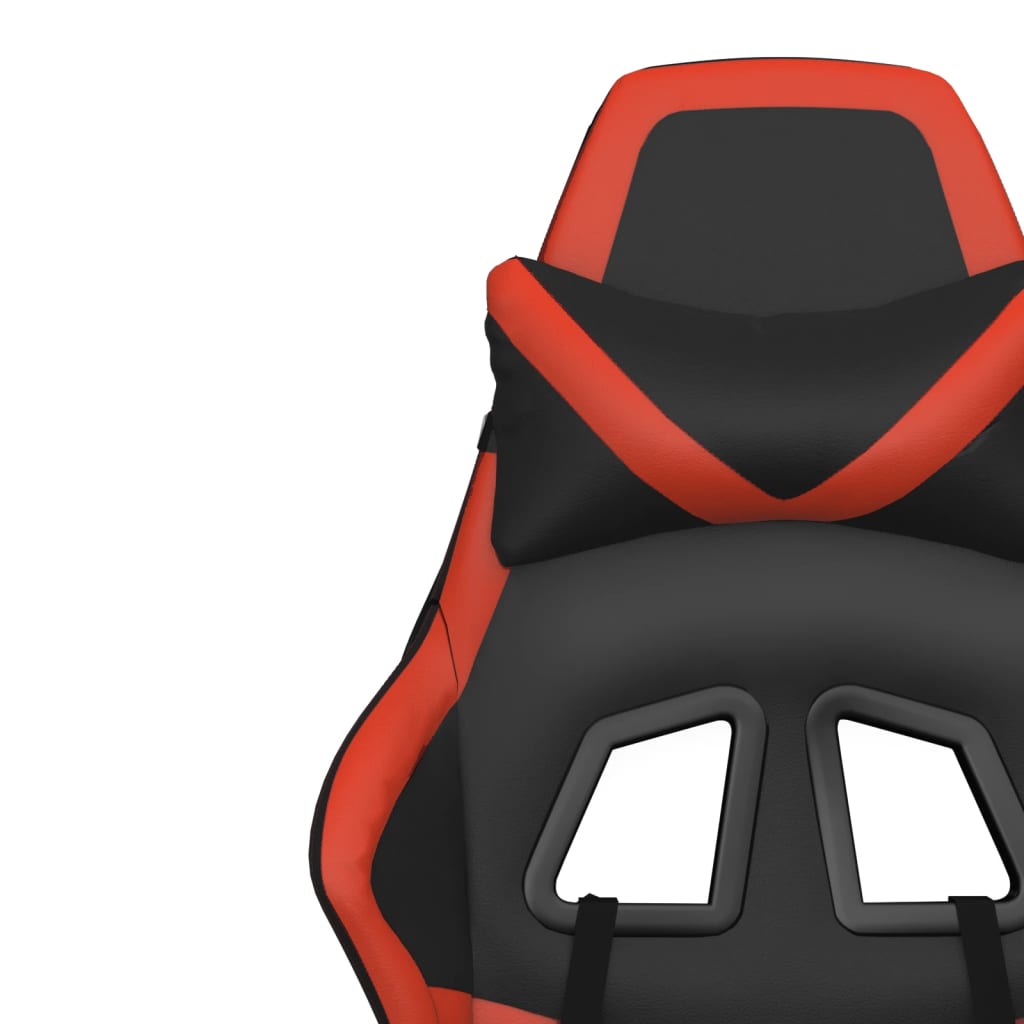 vidaXL Cadeira gaming massagens couro artificial preto e vermelho