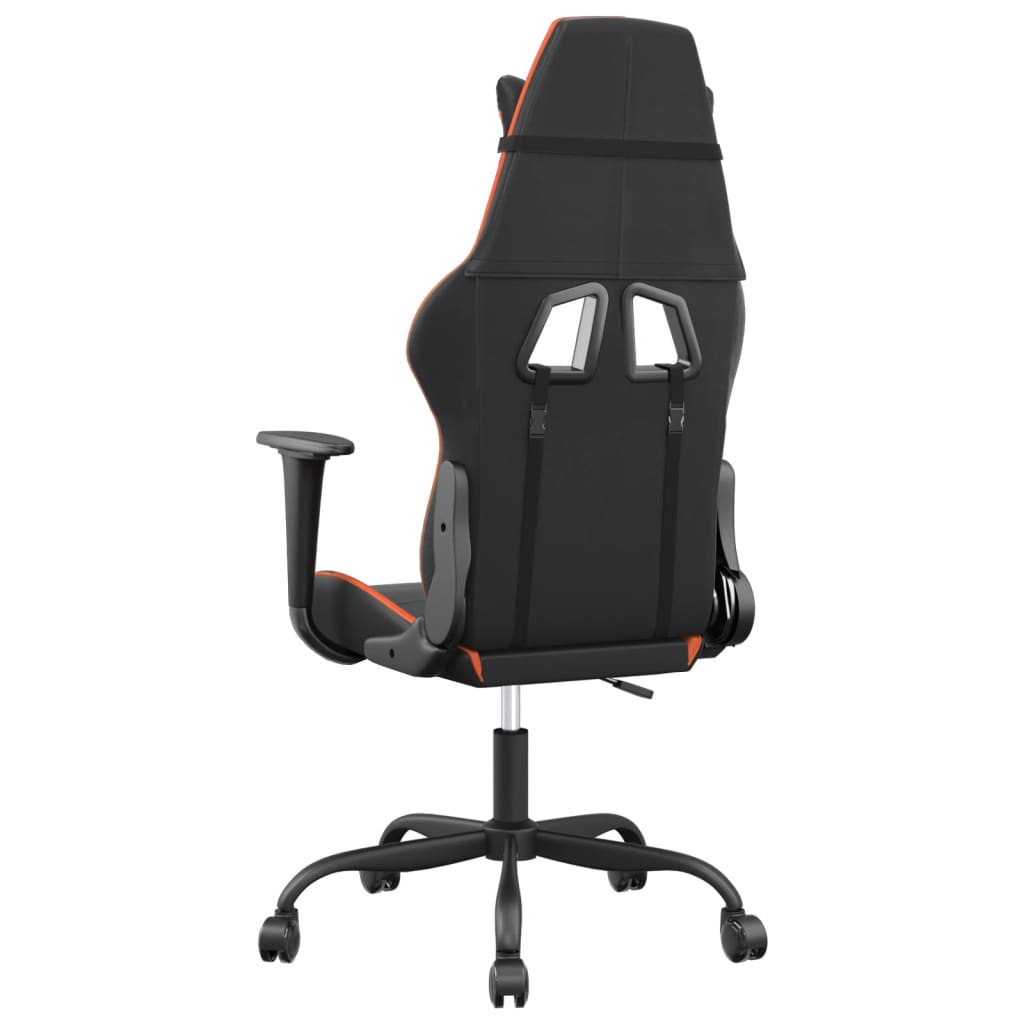 vidaXL Cadeira gaming massagens couro artificial preto e laranja