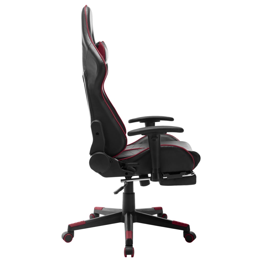 vidaXL Cadeira gaming c/ apoio de pés couro art. preto/vermelho tinto