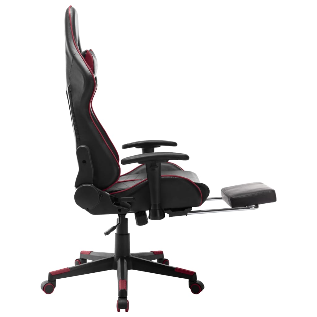 vidaXL Cadeira gaming c/ apoio de pés couro art. preto/vermelho tinto