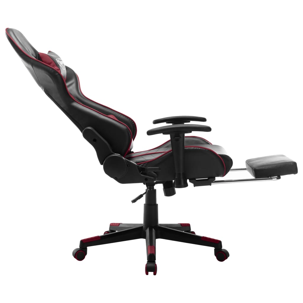 vidaXL Cadeira gaming c/ apoio de pés couro art. preto/vermelho tinto