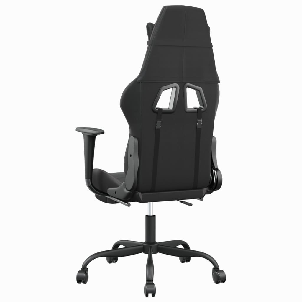 vidaXL Cadeira gaming massagens c/ apoio pés couro artif. preto/cinza