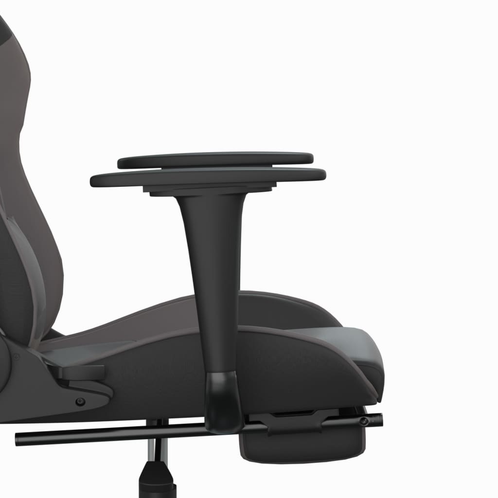 vidaXL Cadeira gaming massagens c/ apoio pés couro artif. preto/cinza