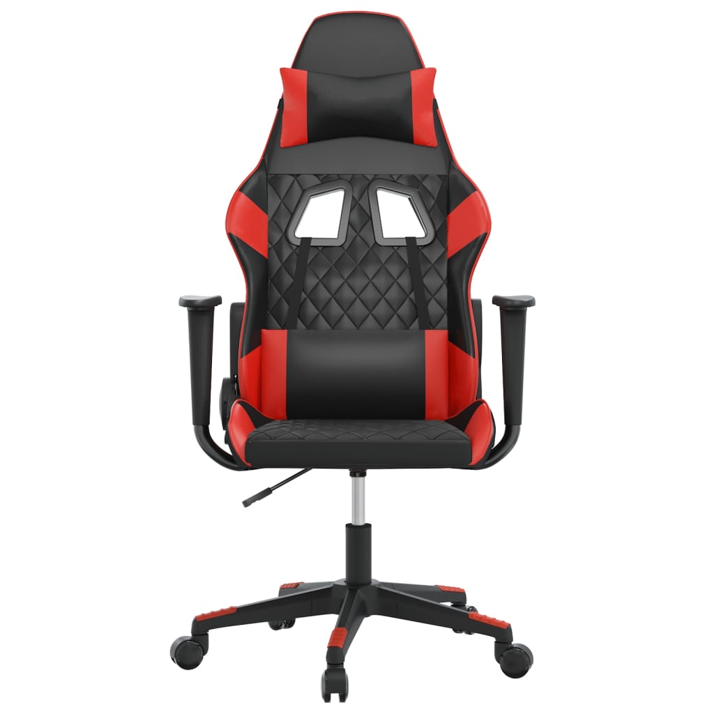 vidaXL Cadeira gaming massagens couro artificial preto e vermelho