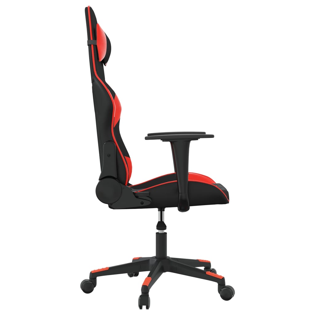 vidaXL Cadeira gaming massagens couro artificial preto e vermelho