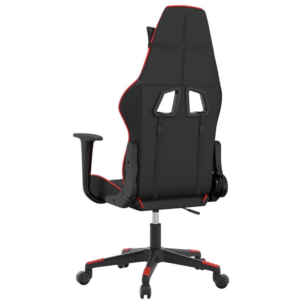 vidaXL Cadeira gaming massagens couro artificial preto e vermelho