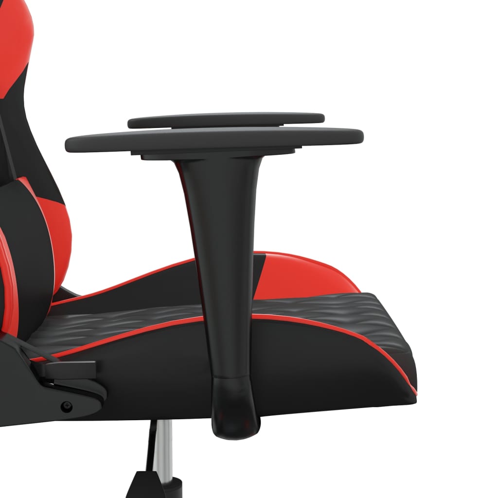 vidaXL Cadeira gaming massagens couro artificial preto e vermelho