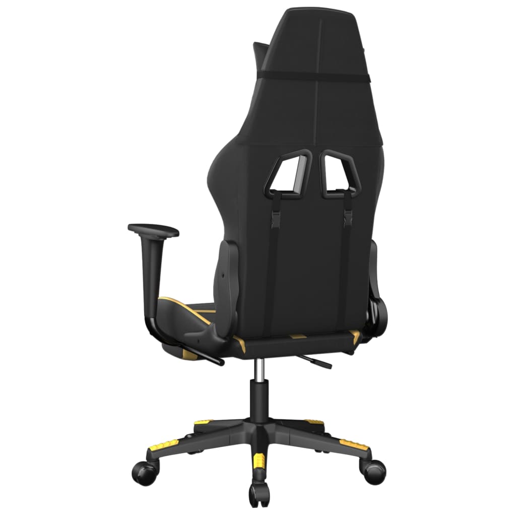 vidaXL Cadeira gaming c/ apoio pés couro artificial preto e dourado