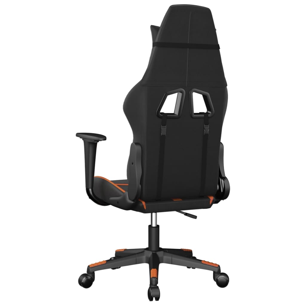 vidaXL Cadeira gaming couro artificial preto e laranja