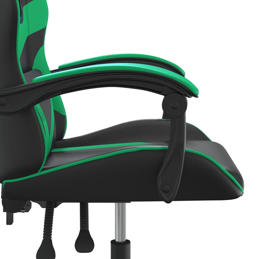 vidaXL Cadeira gaming couro artificial preto e verde