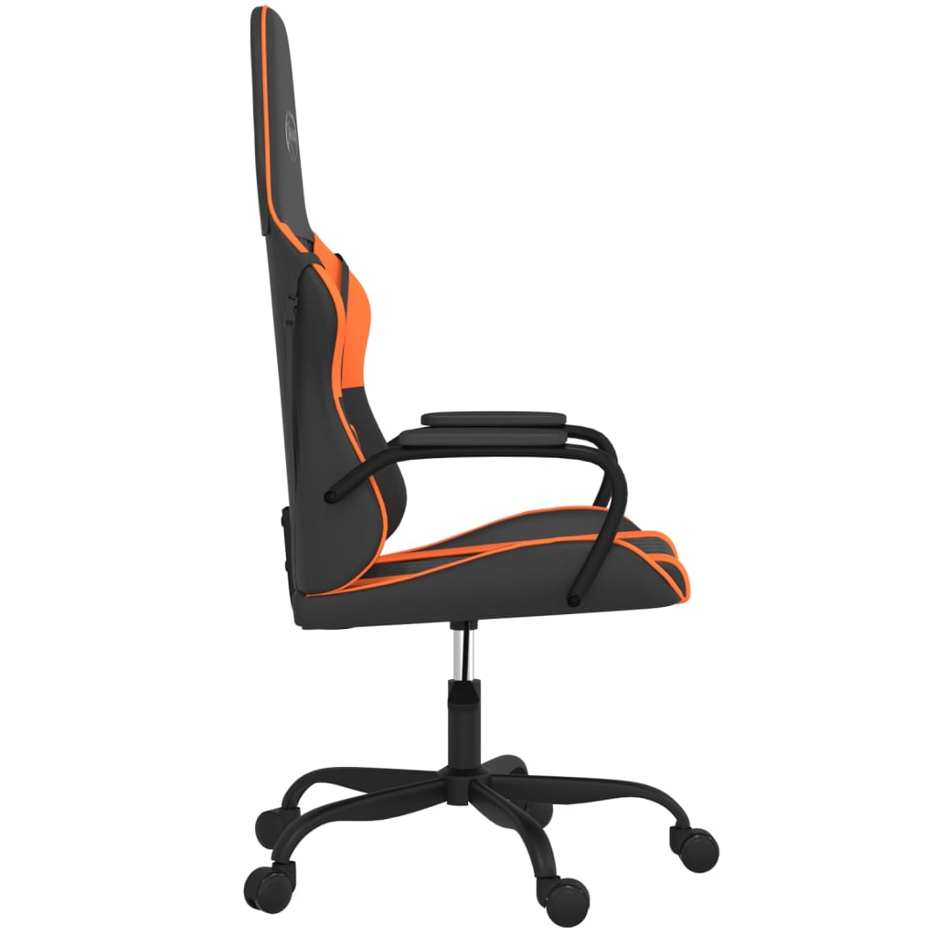 vidaXL Cadeira gaming couro artificial preto e laranja