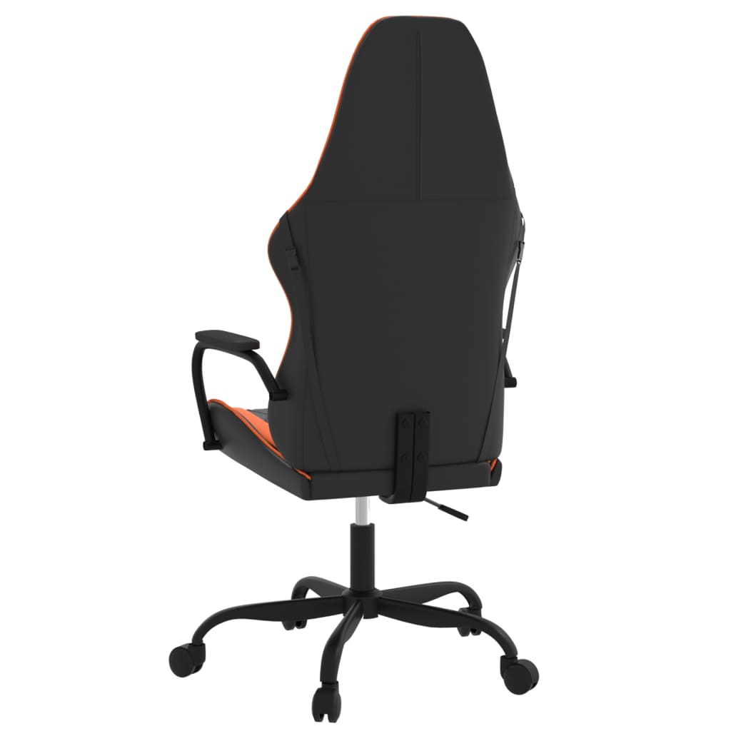 vidaXL Cadeira gaming couro artificial preto e laranja