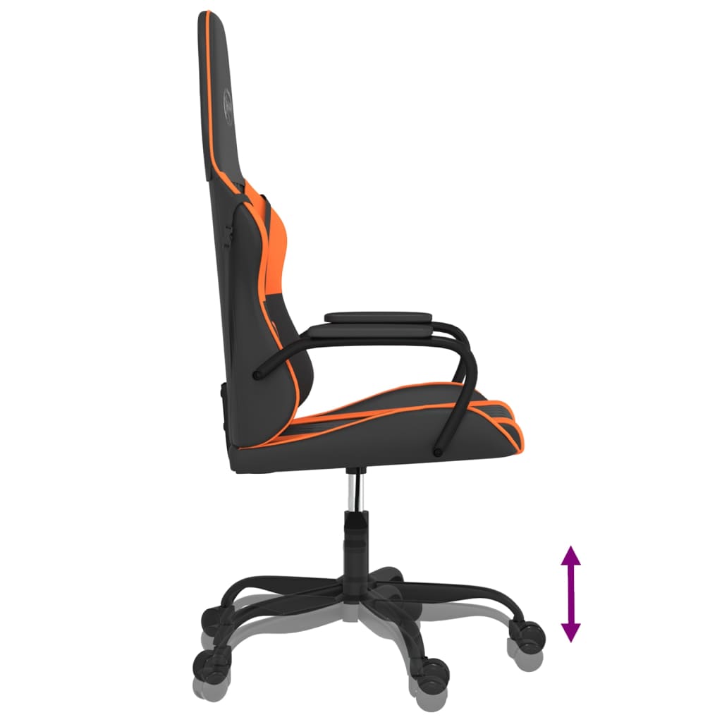 vidaXL Cadeira gaming couro artificial preto e laranja