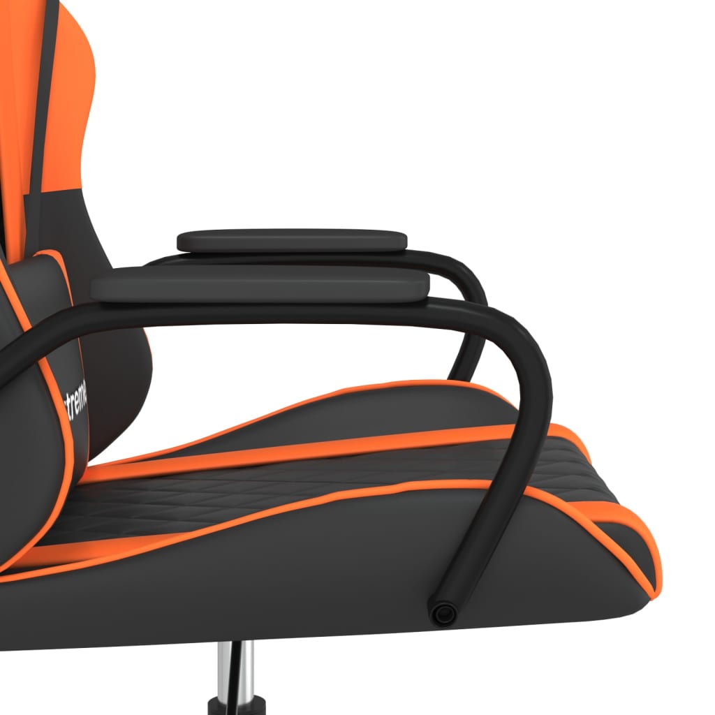 vidaXL Cadeira gaming couro artificial preto e laranja