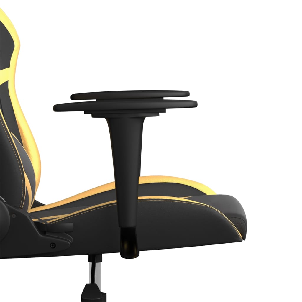 vidaXL Cadeira gaming couro artificial preto e dourado