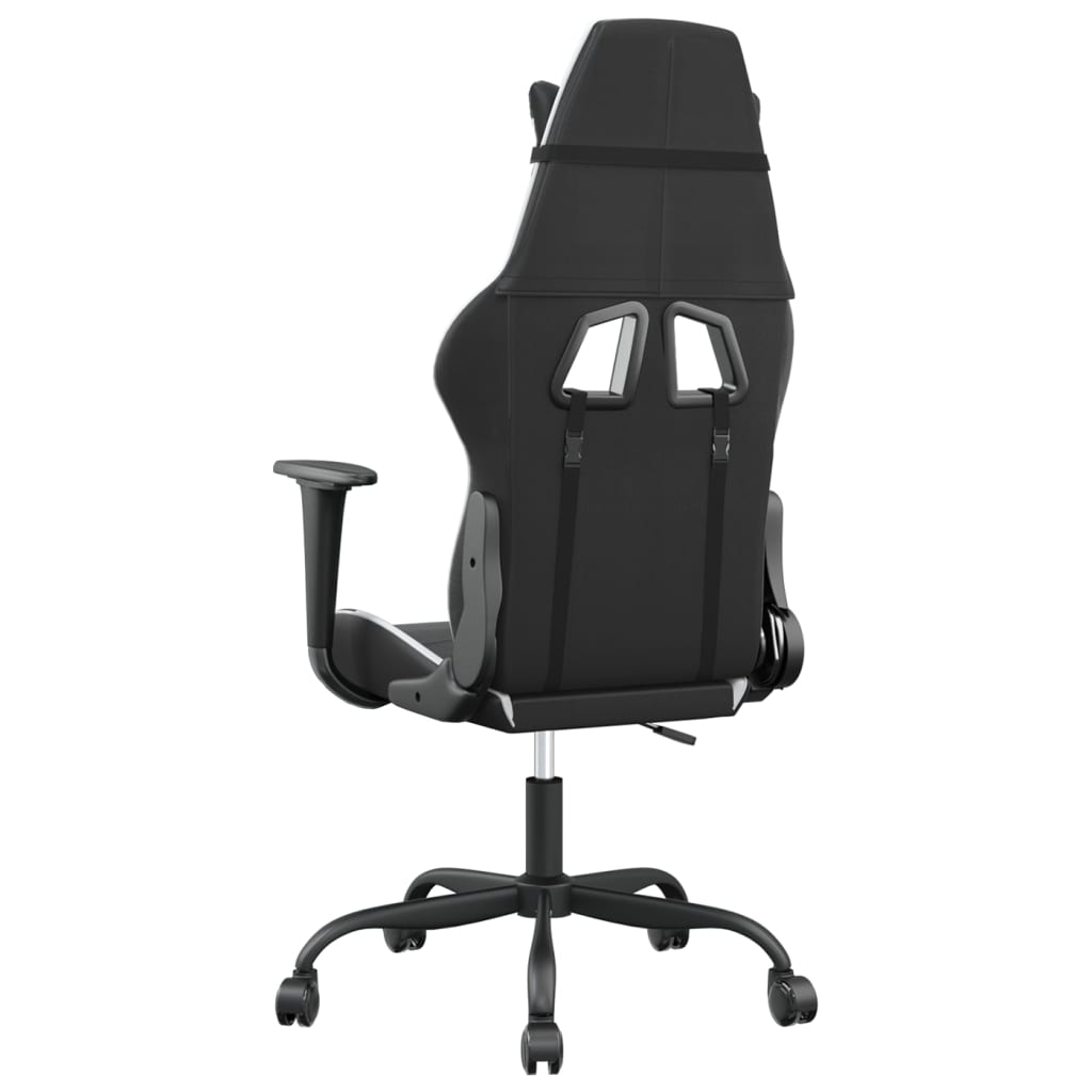 vidaXL Cadeira gaming couro artificial preto e branco