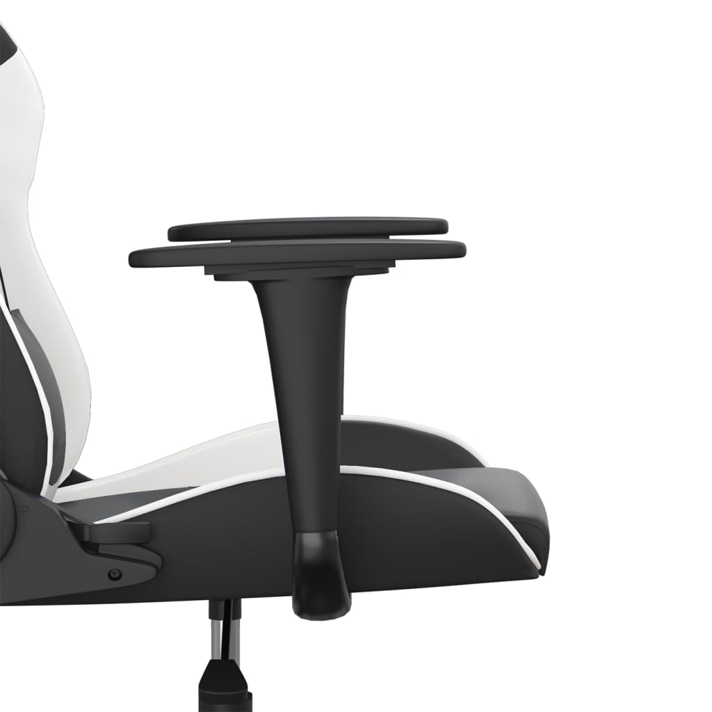 vidaXL Cadeira gaming couro artificial preto e branco