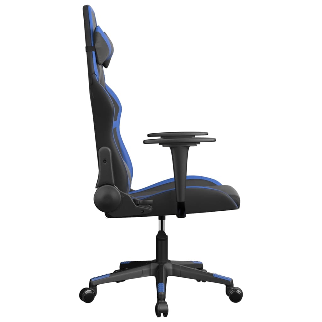 vidaXL Cadeira de gaming couro artificial preto e azul