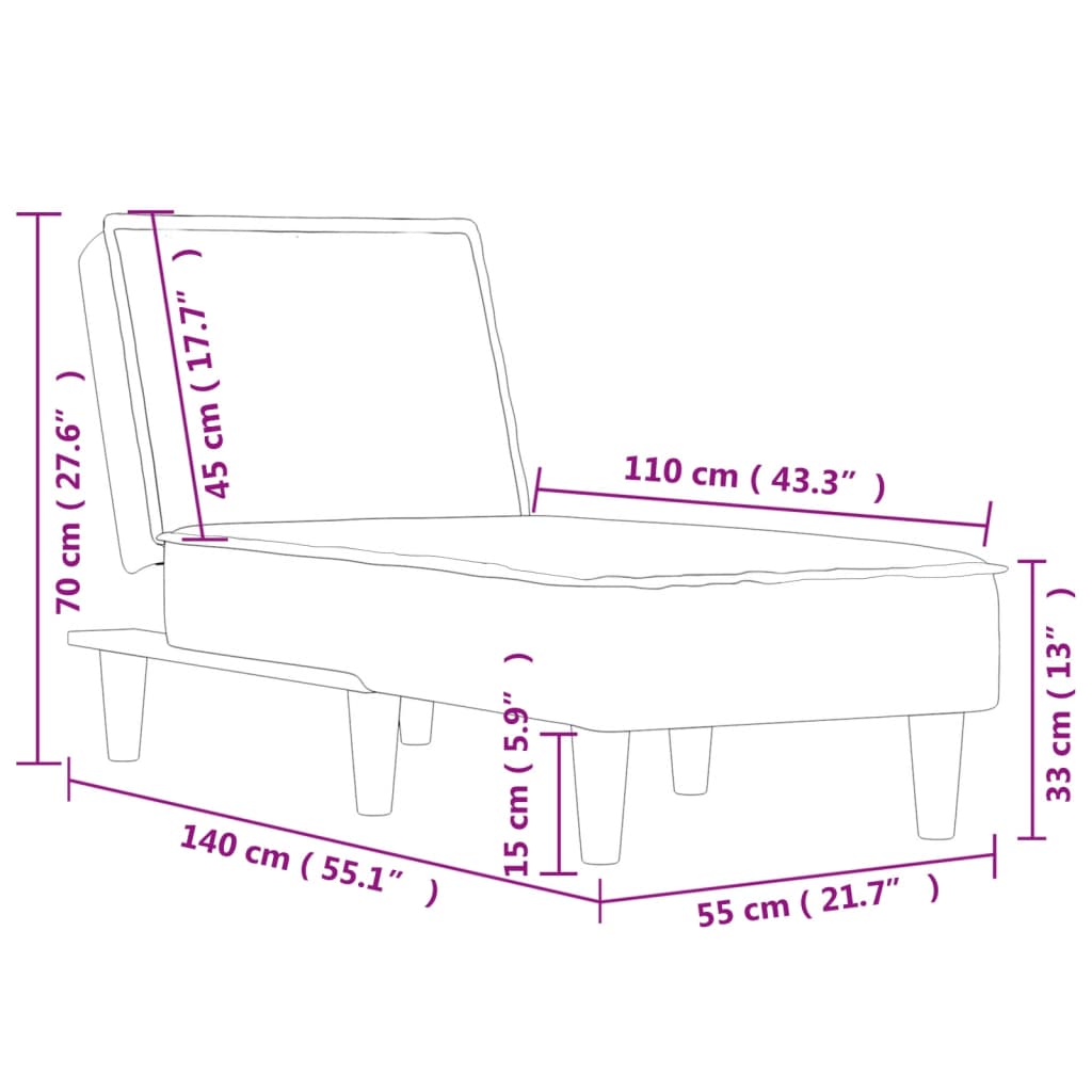 vidaXL Chaise longue tecido cinzento-escuro