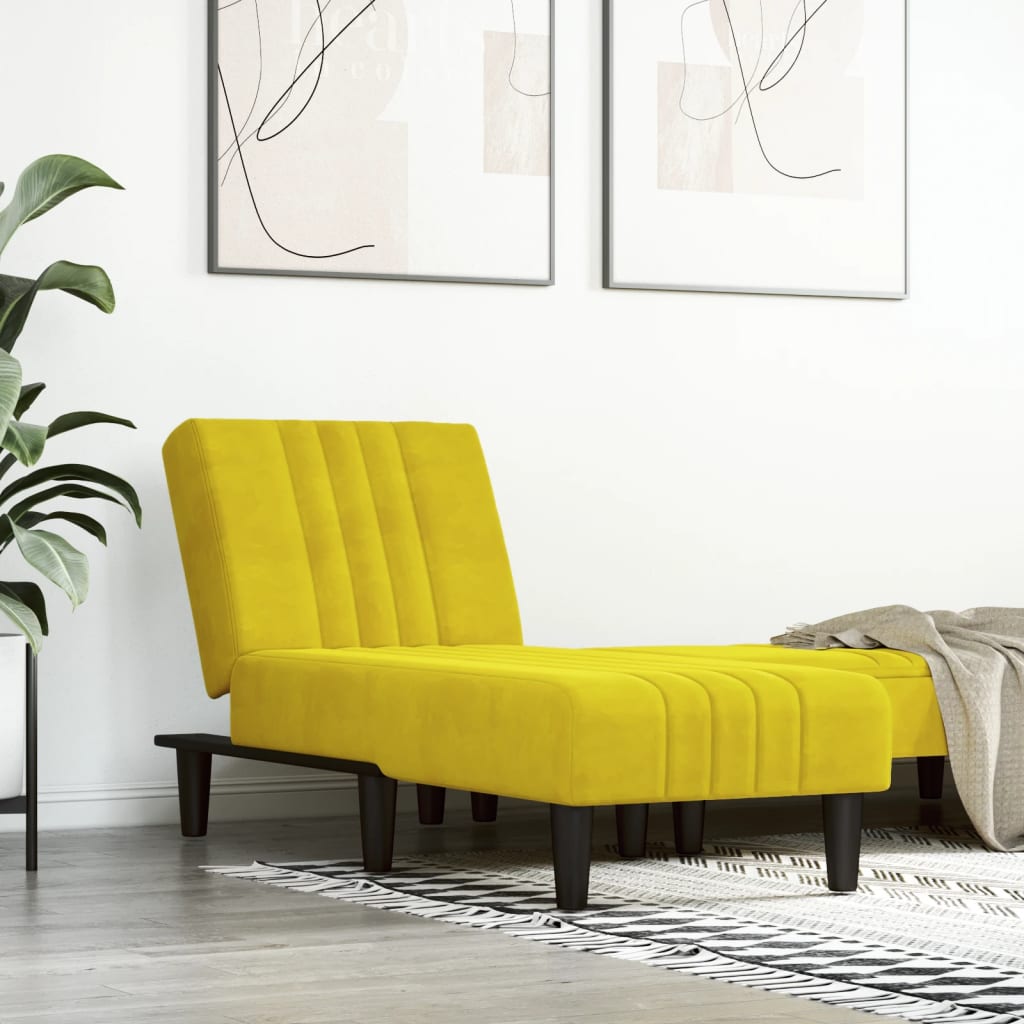 vidaXL Chaise longue veludo amarelo