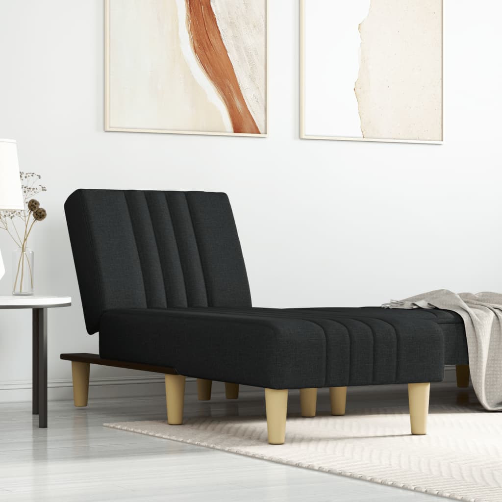 vidaXL Chaise longue tecido preto