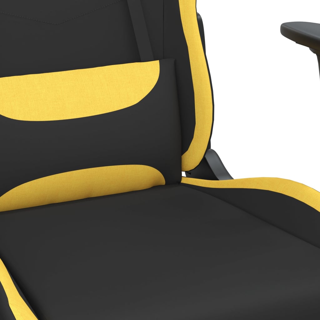 vidaxL Cadeira de gaming com apoio de pés tecido preto e amarelo