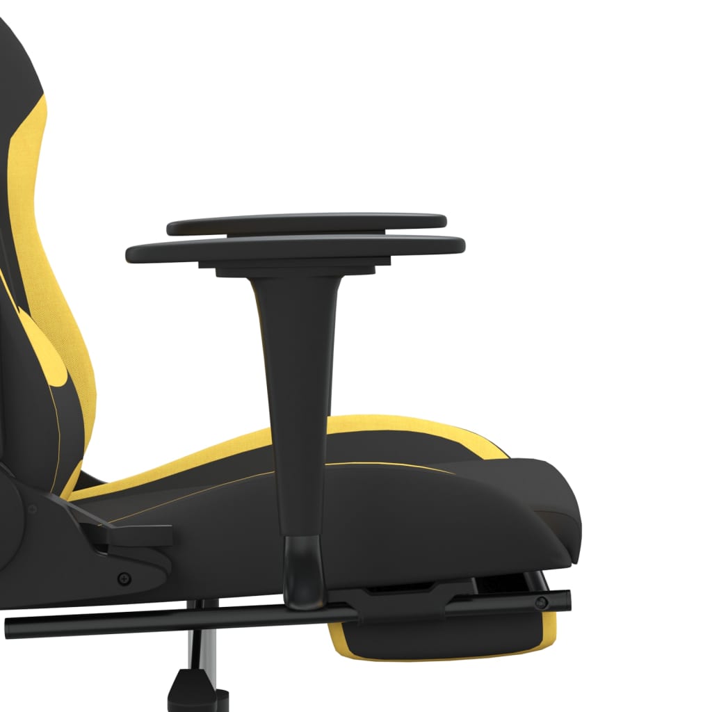 vidaxL Cadeira de gaming com apoio de pés tecido preto e amarelo