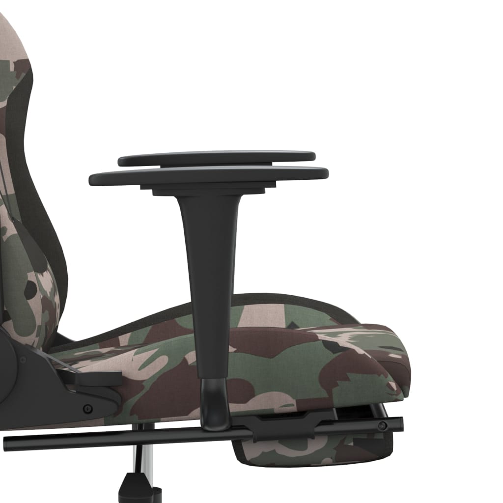 vidaxL Cadeira de gaming com apoio de pés tecido Preto e camuflagem