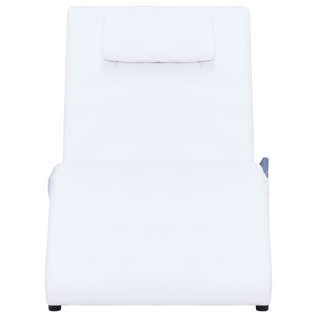 vidaXL Chaise longue de massagem c/ almofada couro artificial branco