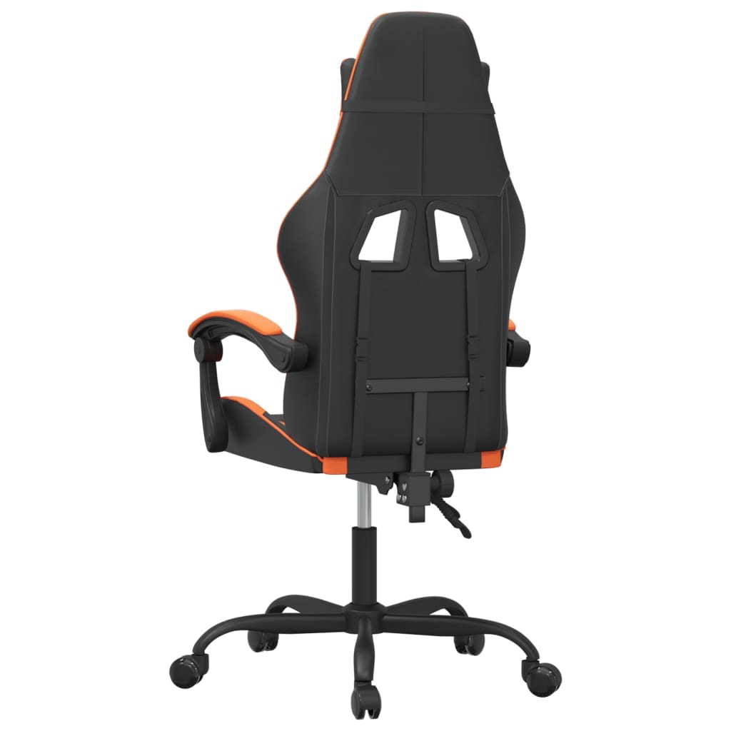 vidaXL Cadeira gaming giratória couro artificial preto e laranja