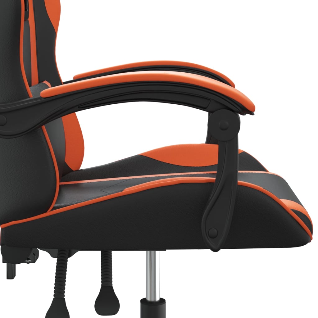 vidaXL Cadeira gaming giratória couro artificial preto e laranja