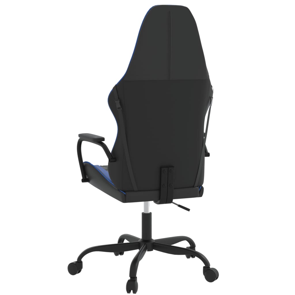 vidaXL Cadeira gaming de massagens couro artificial preto e azul