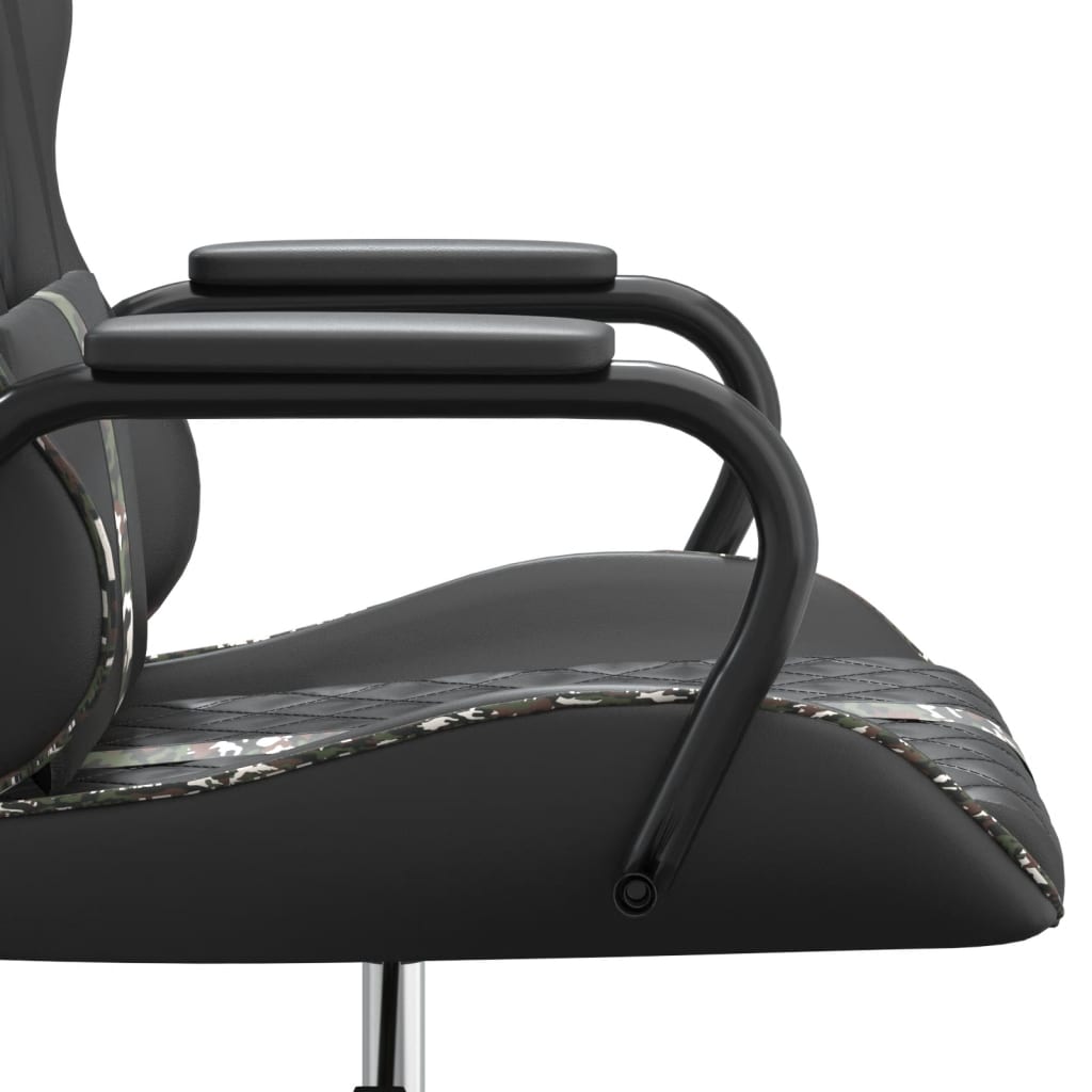 vidaXL Cadeira gaming massagens couro artificial camuflagem e preto