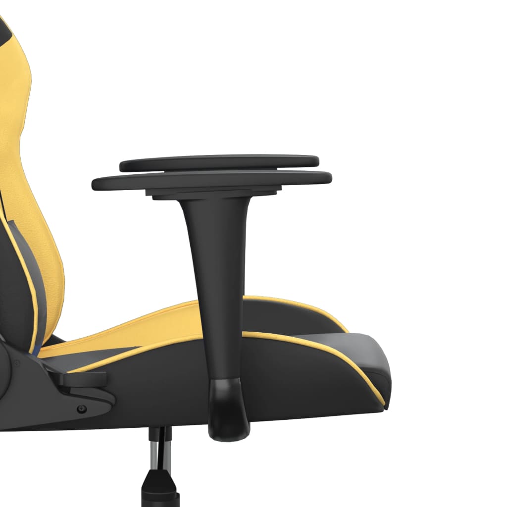 vidaXL Cadeira gaming massagens couro artificial preto e dourado