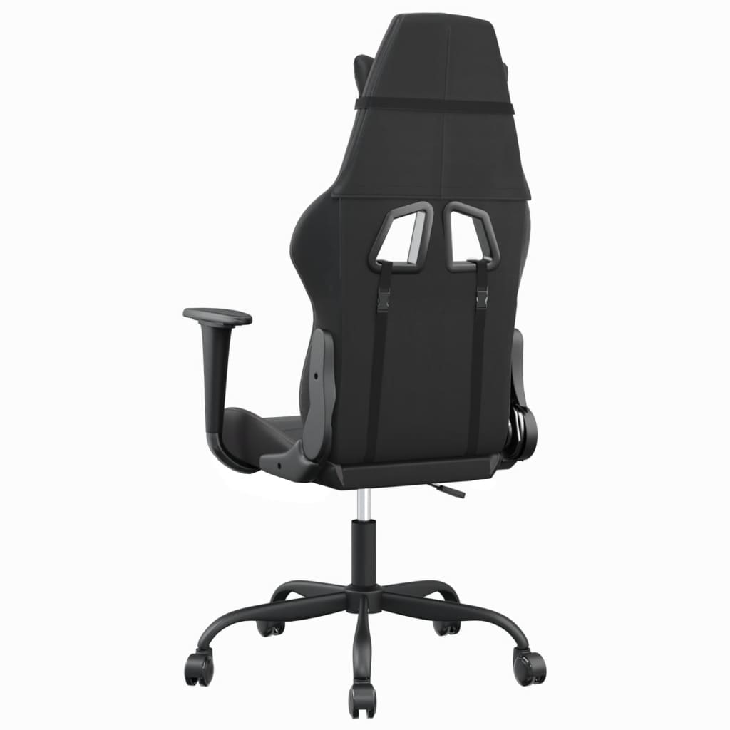 vidaXL Cadeira gaming massagens couro artificial preto e cinzento