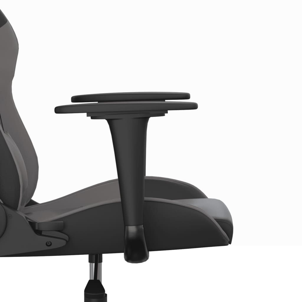 vidaXL Cadeira gaming massagens couro artificial preto e cinzento