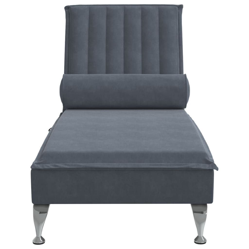 vidaXL Chaise lounge de massagem com rolo veludo cinzento-escuro