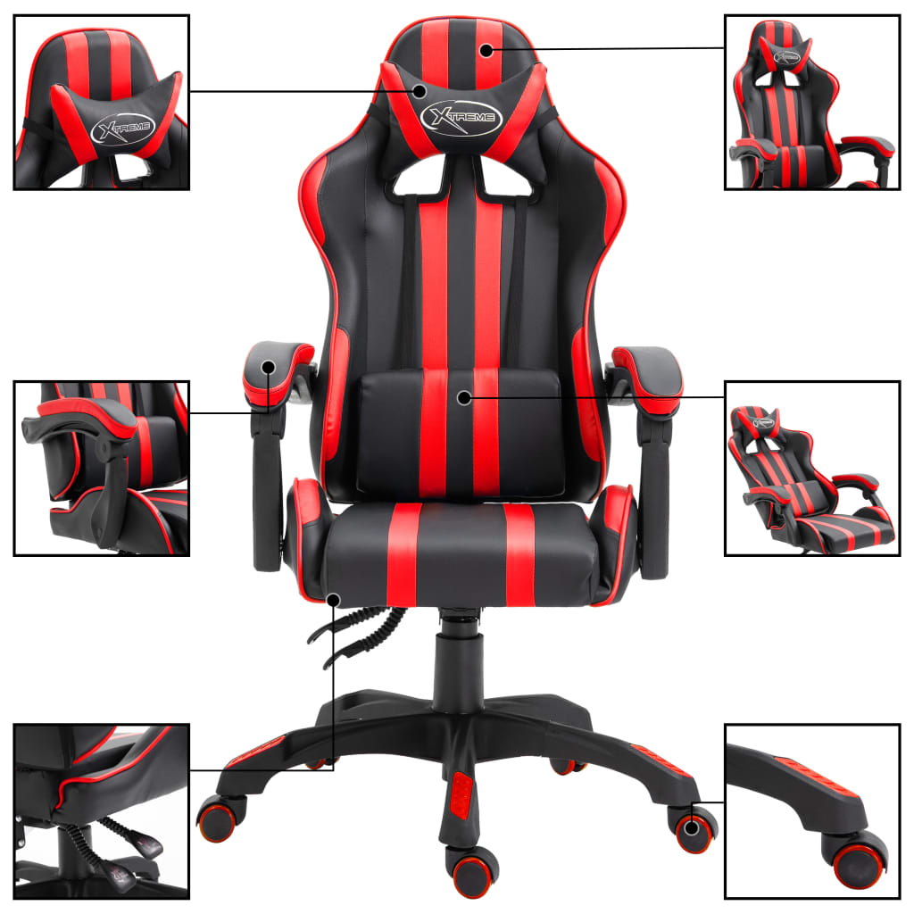 vidaXL Cadeira de gaming couro artificial vermelho