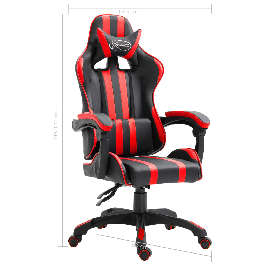 vidaXL Cadeira de gaming couro artificial vermelho