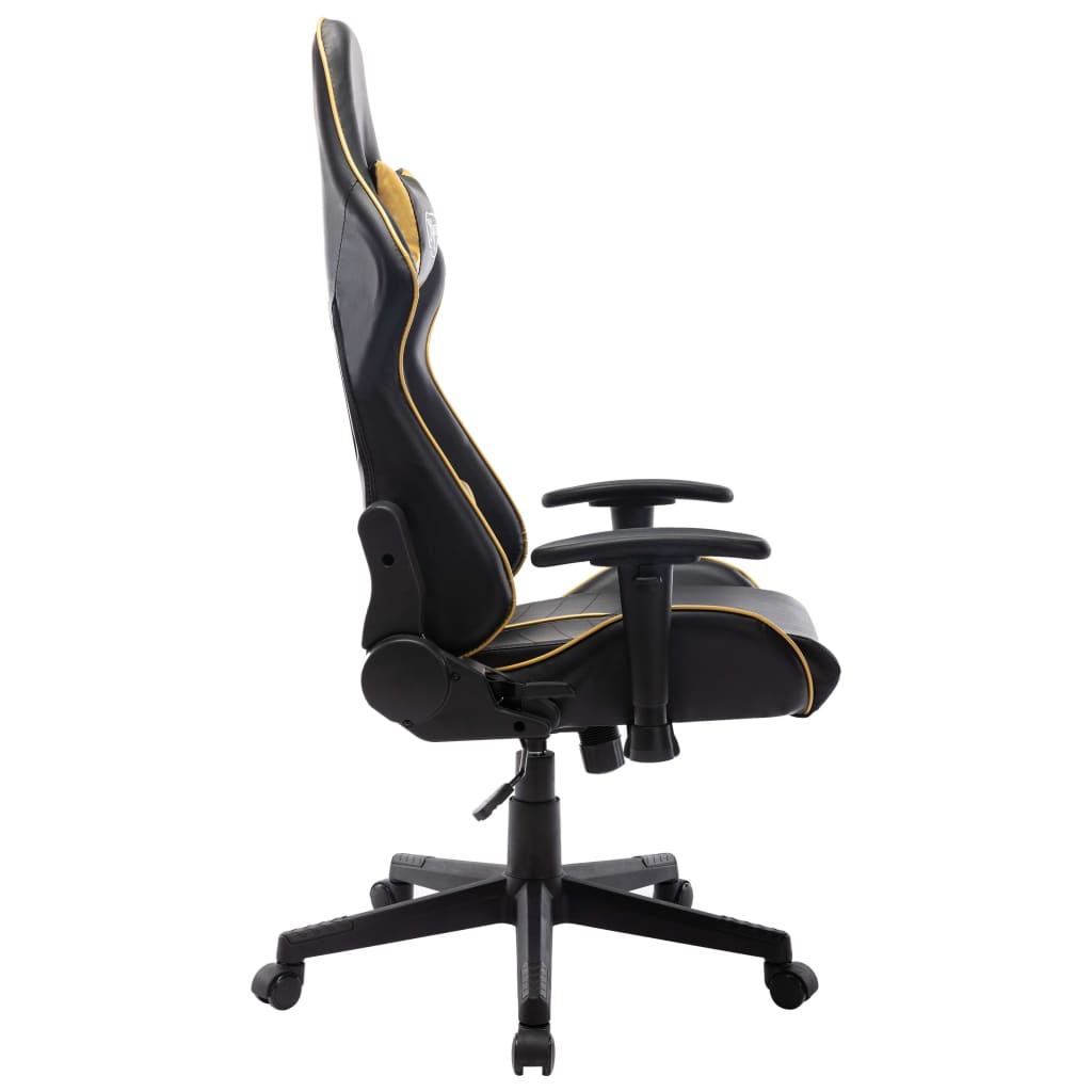 vidaXL Cadeira de gaming couro artificial preto e dourado