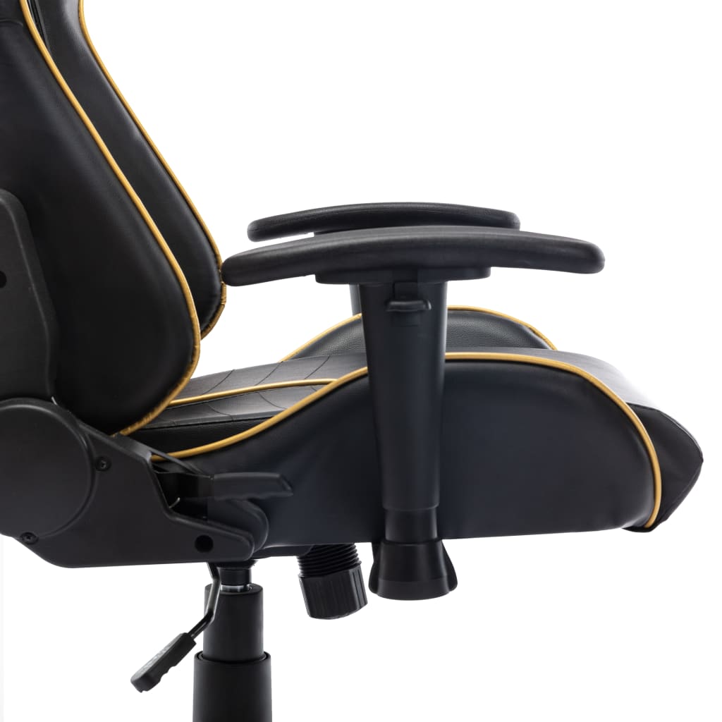 vidaXL Cadeira de gaming couro artificial preto e dourado